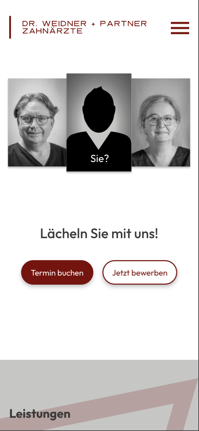 Screenshot der mobilen Version der Website von Dr. Weidner + Partner